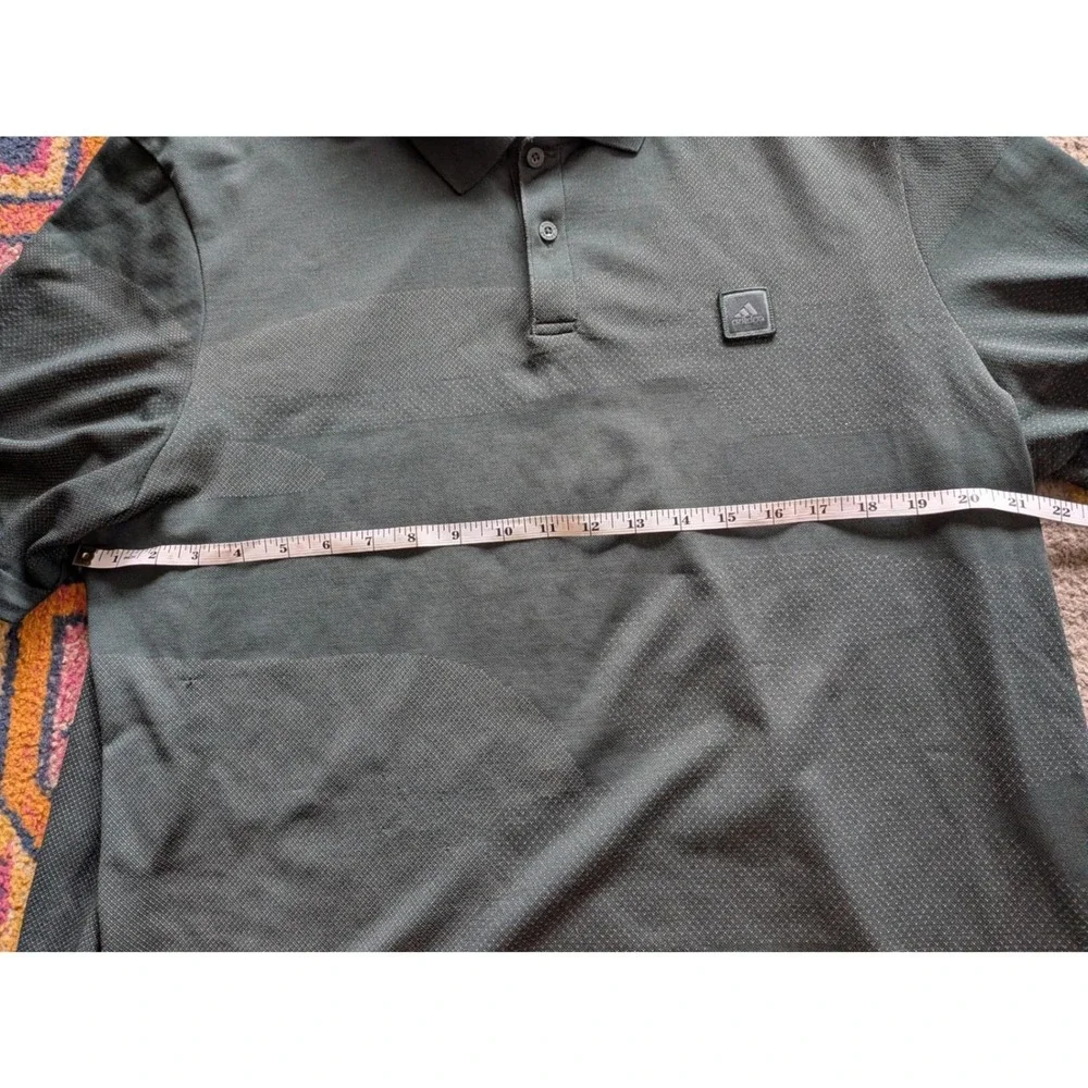 ADIDAS Mens 2XL Dark Green Tonal Jacquard Go To Seamless Golf Polo‎ Shirt Sporty